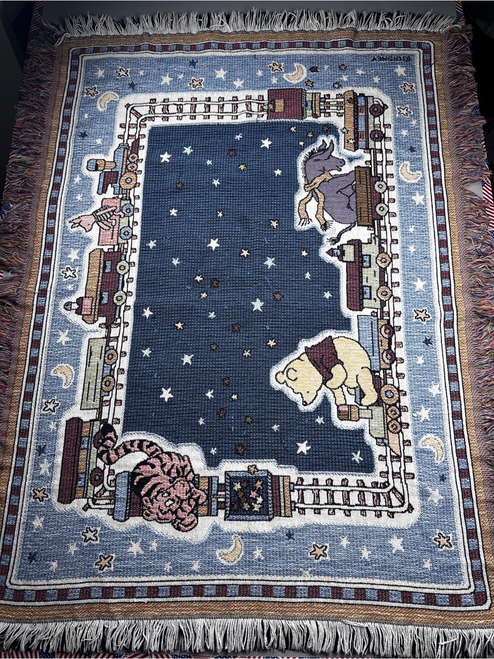 Disney Classic Pooh Winnie the Pooh Tapestry Throw Blanket 43x31in Cotton USA